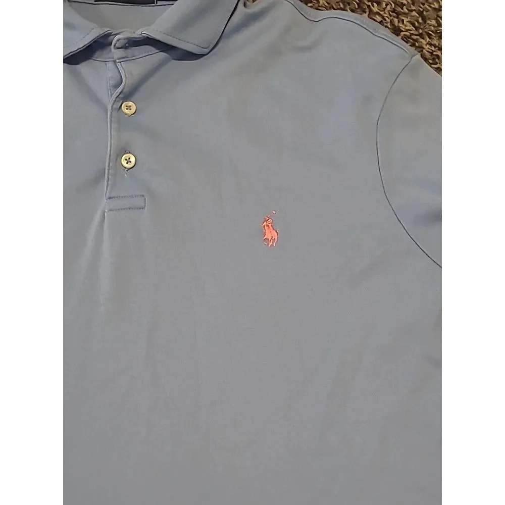 Ralph Lauren Polo Shirt Mens‎ XL Blue Solid Soft Cotton Short Sleeve